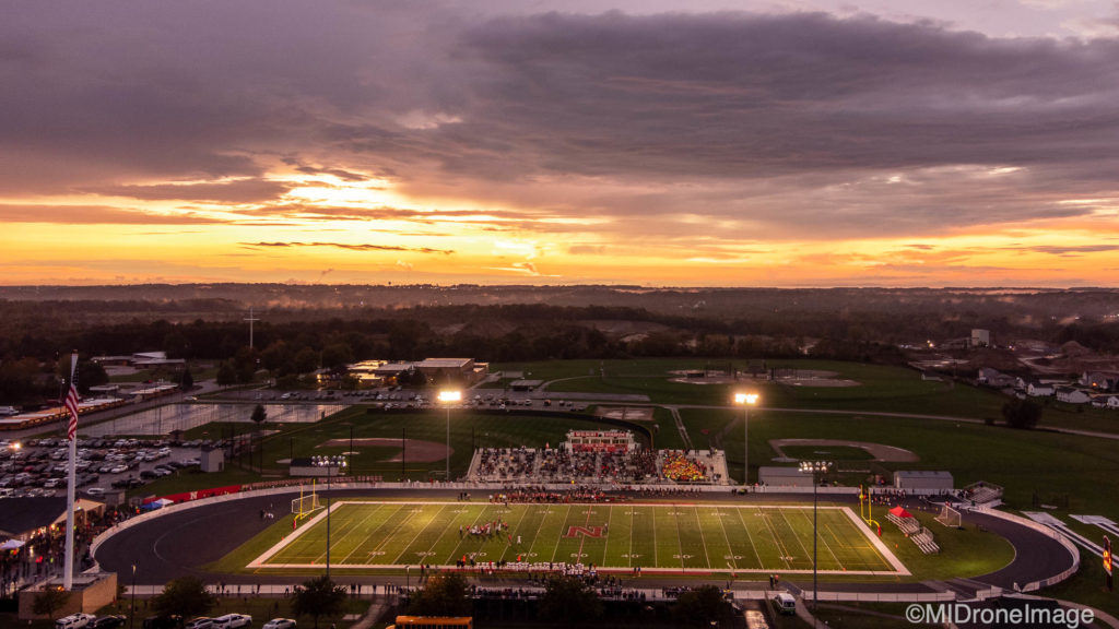 Breathtaking overhead view of football game